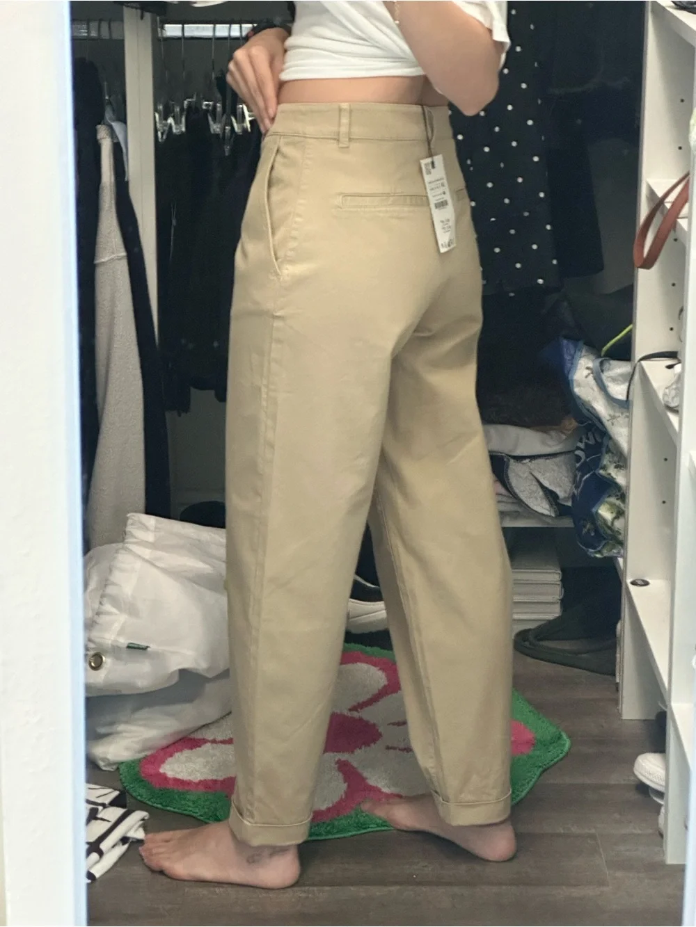 Zara Beige Straight-Leg Chino Pants